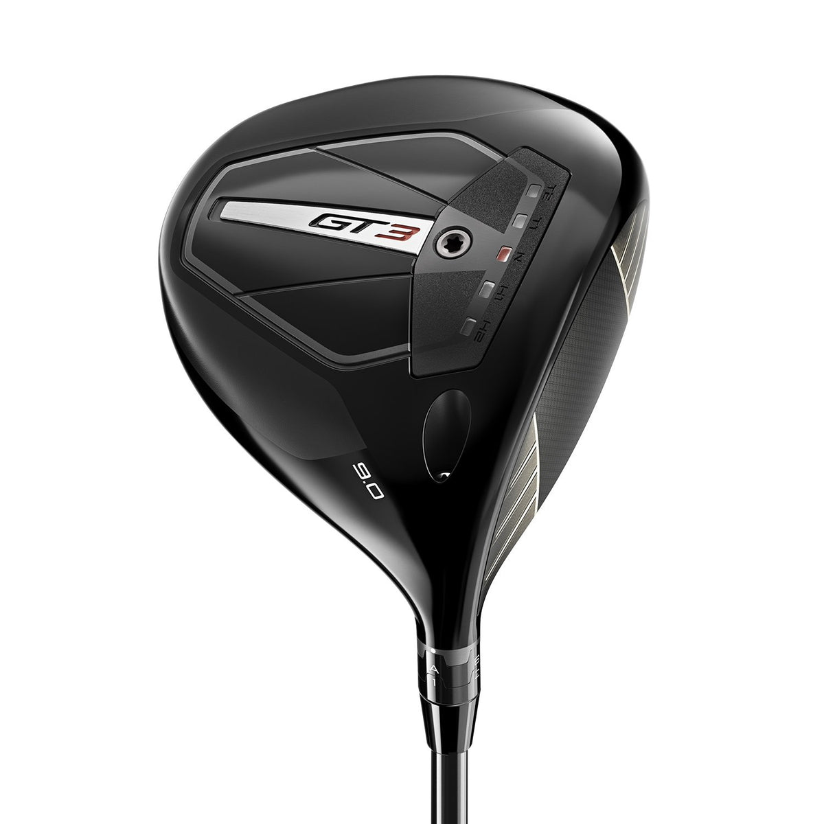 Titleist GT3 driver, klubbhuvudet sett snett framifrån