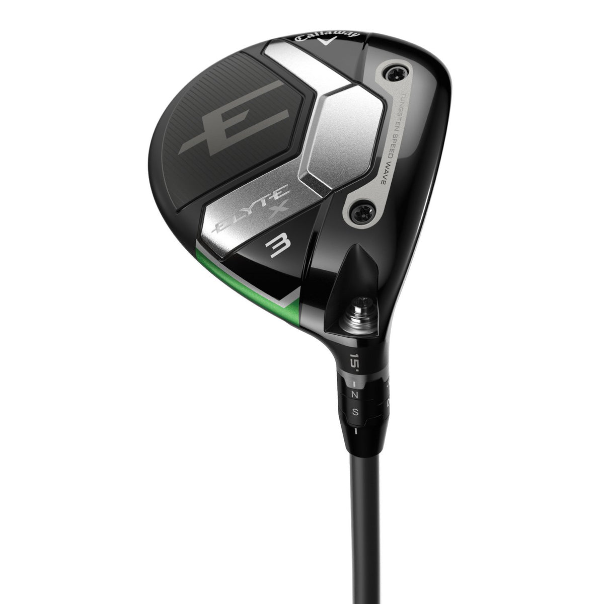 Callaway Elyte X fairwaywood, klubbhuvudet sett snett framifrån