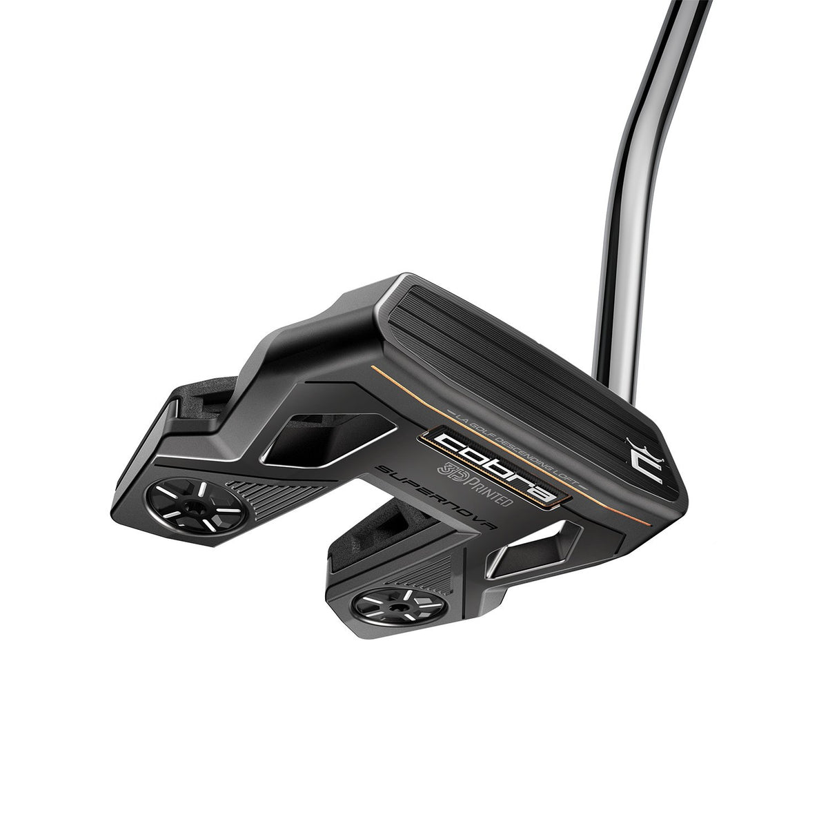 Cobra 3Dp Supernova Single Bend fang-mallet-putter, sedd ovanifrån med dubbla siktlinjer