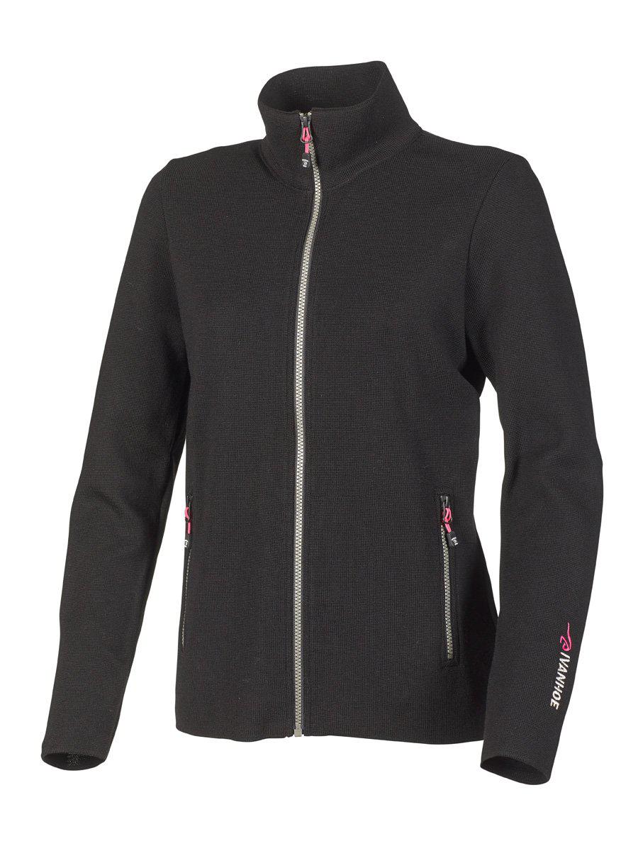 Ivanhoe Hedda full zip i svart, dam merinotröja med dragkedja