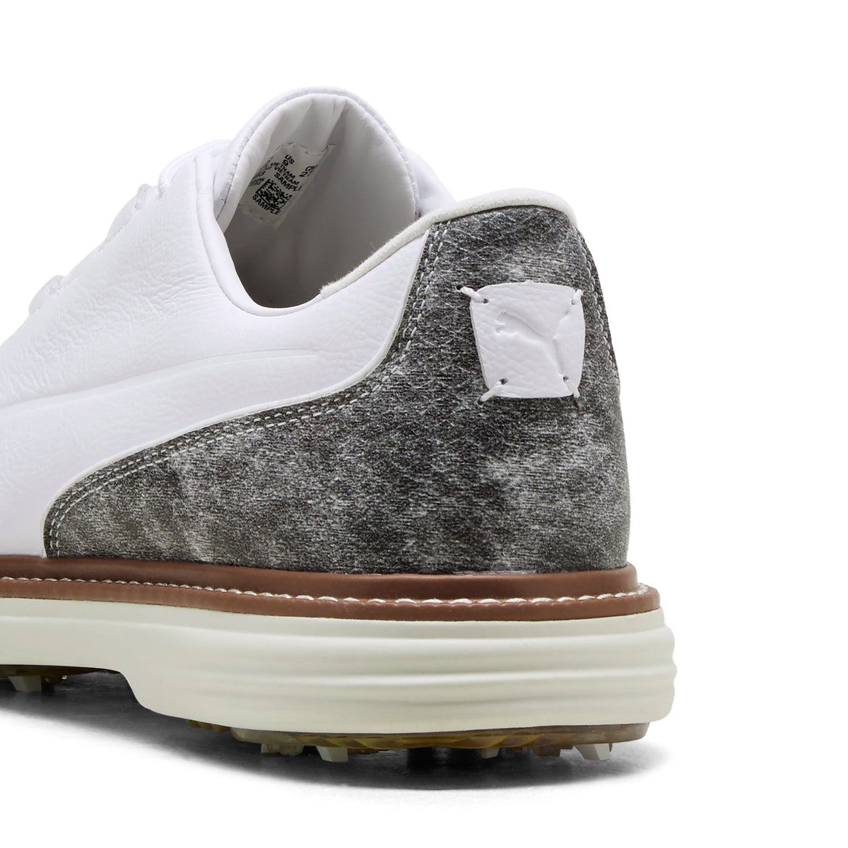 Puma Avant Tour golfsko herr White/Brown Mushroom, sedd bakifrån