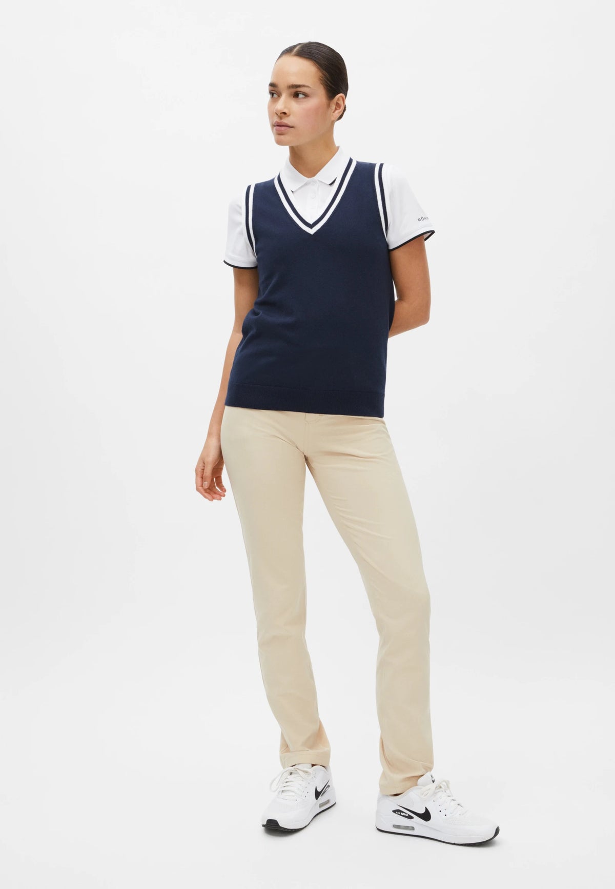 Röhnisch Adele Knitted Vest Dam Navy/White