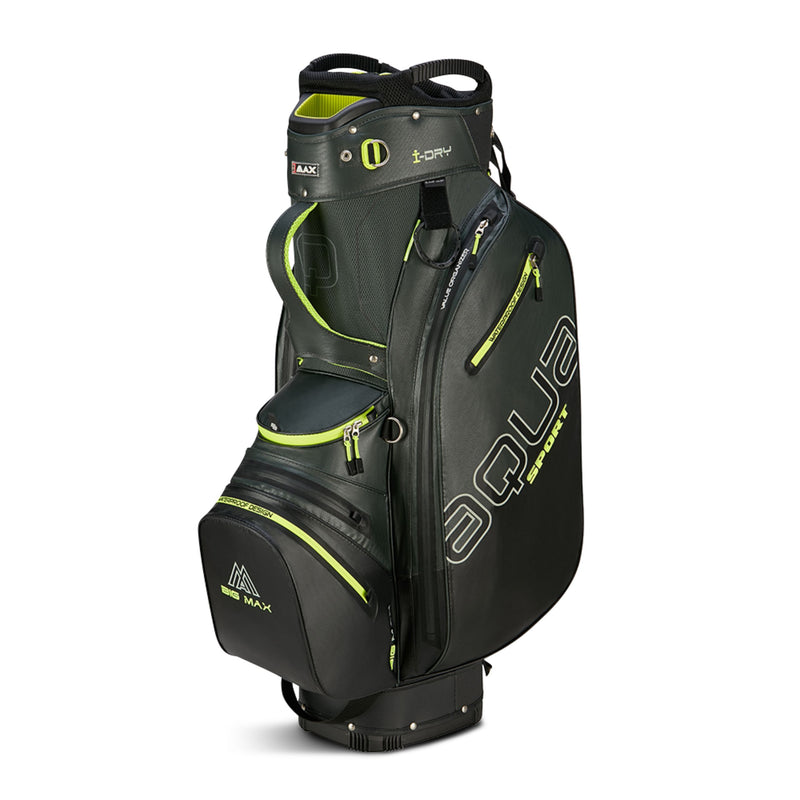 BIG MAX Aqua Sport 4 vattentät vagnbag i grön, svart och lime med 14-delad topp, sedd från sidan