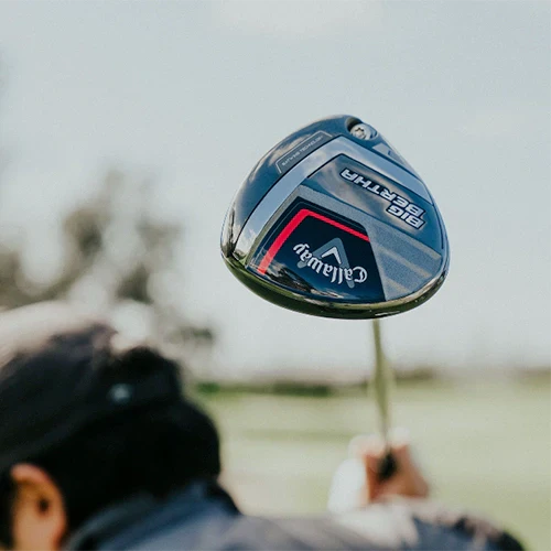 Callaway Big Bertha fairwaywood, detalj av sula och klubbhuvud