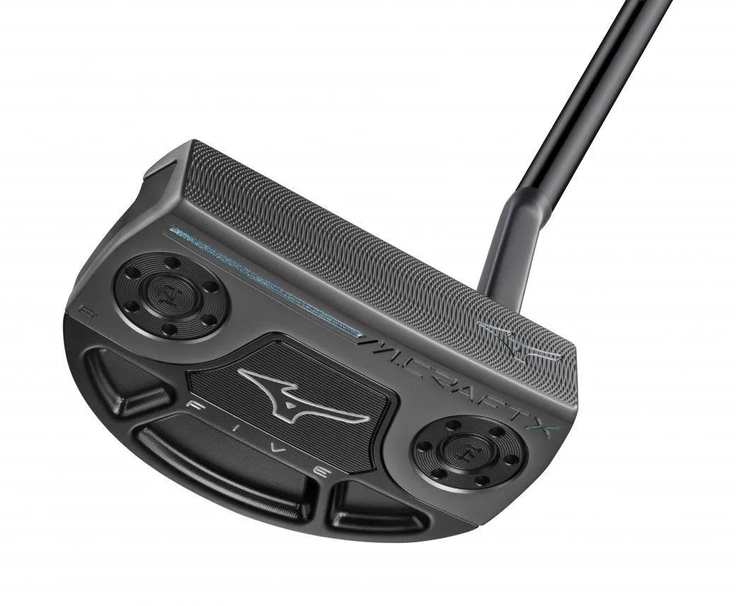 Mizuno M.Craft X S5 rund mallet-putter med slant neck, sedd ovanifrån vid adress