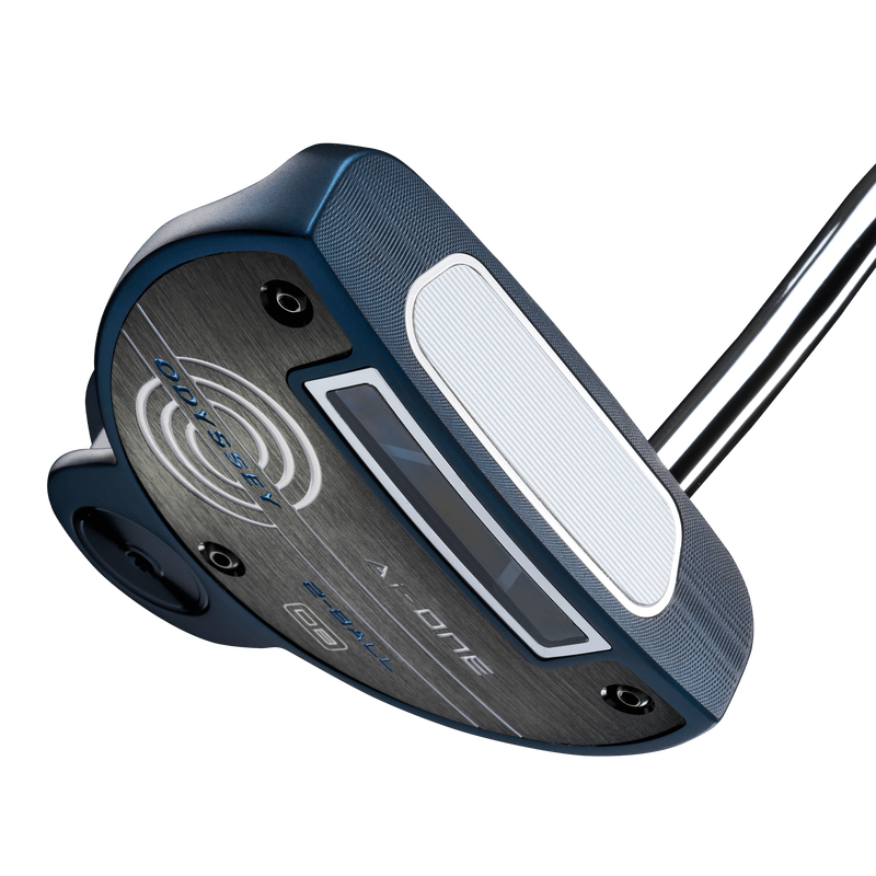 Odyssey AI-ONE 2-Ball DB mallet-putter med Double Bend-hals, vy av sula