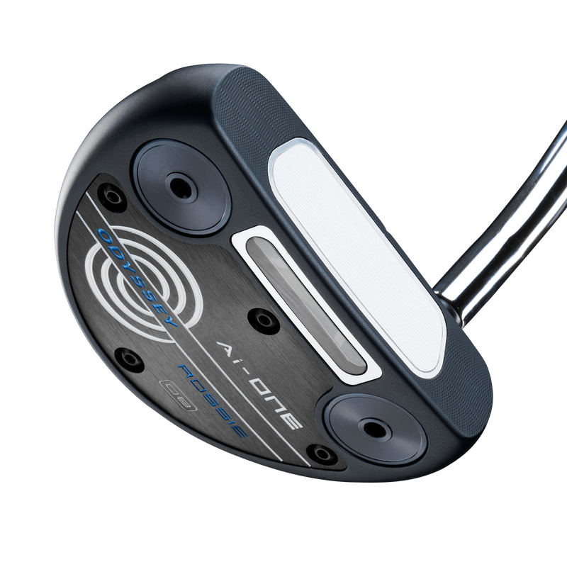 Odyssey AI-ONE Rossie DB mallet-putter med Double Bend-hals, vy av sula