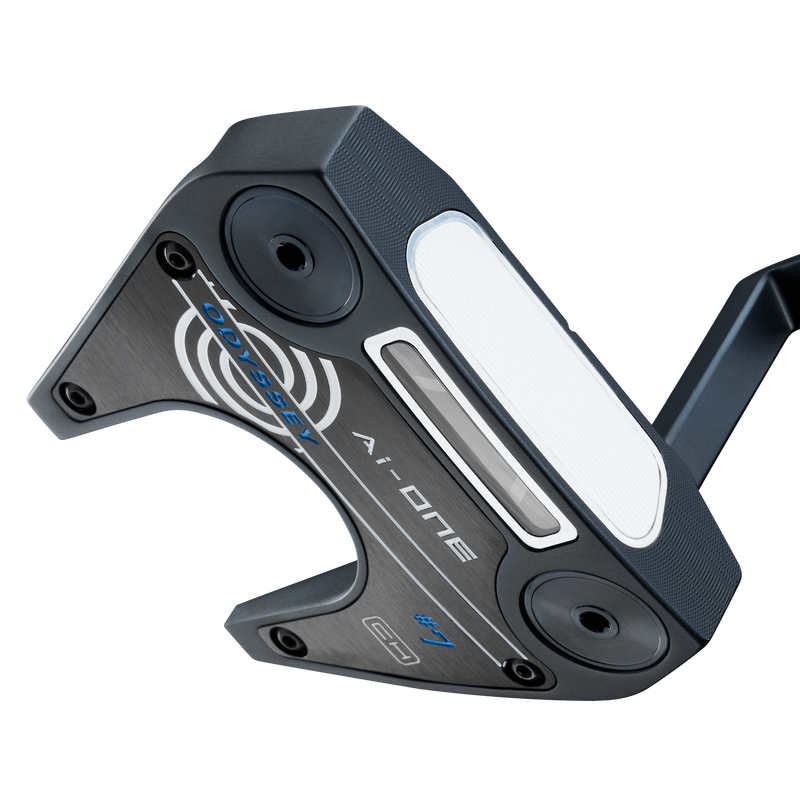 Odyssey AI-ONE Seven fang-mallet putter, vy av sula och hals
