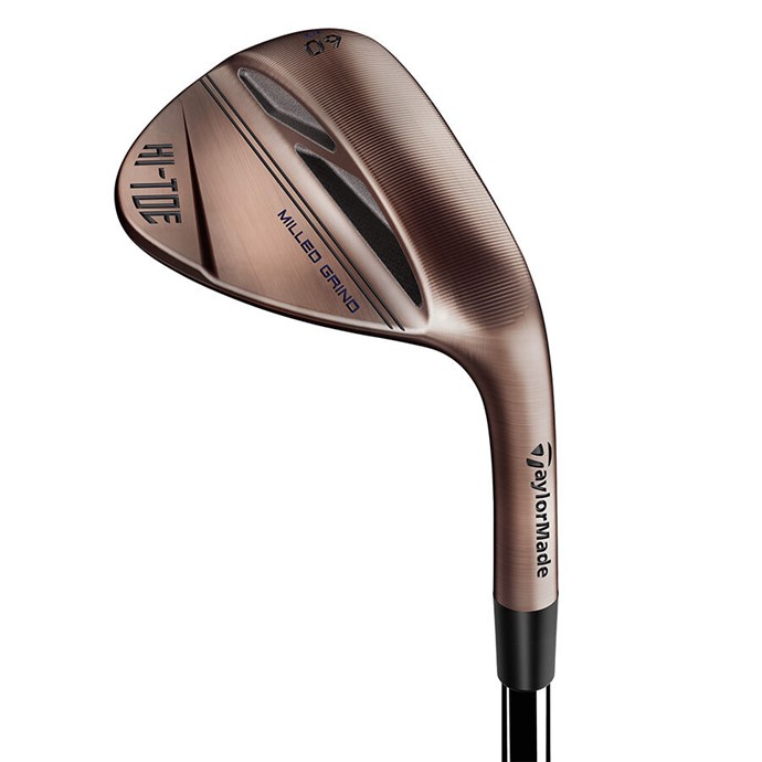 TaylorMade Milled Grind Hi-Toe 3 wedge i koppar, klubbhuvud sett snett framifrån