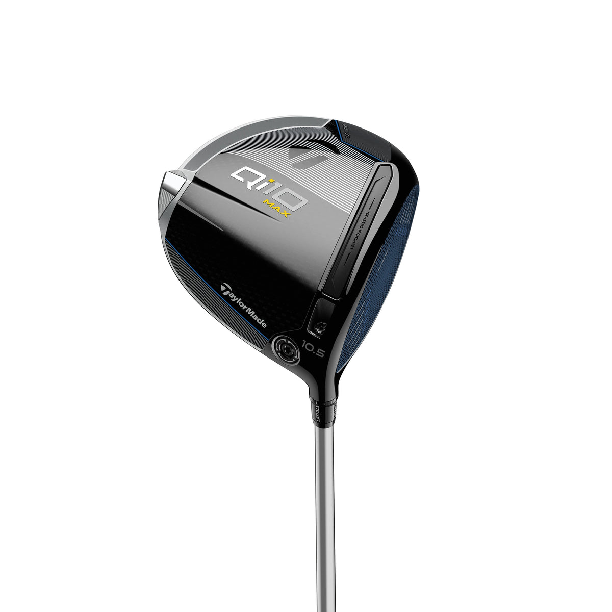 TaylorMade Qi10 Max driver, klubbhuvudet sett snett framifrån