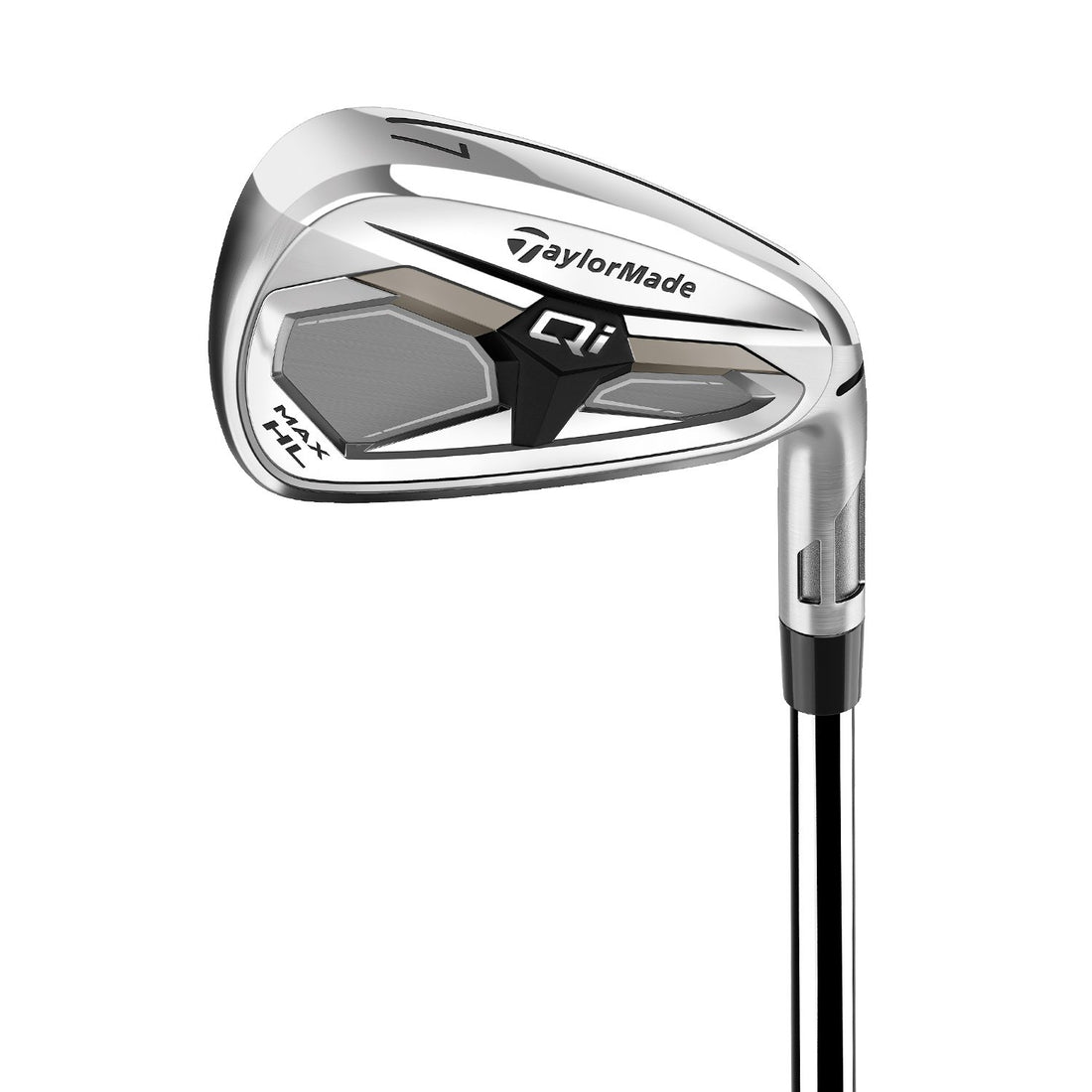 TaylorMade Qi HL Iron Steel järnset, klubbhuvudena sedda snett framifrån