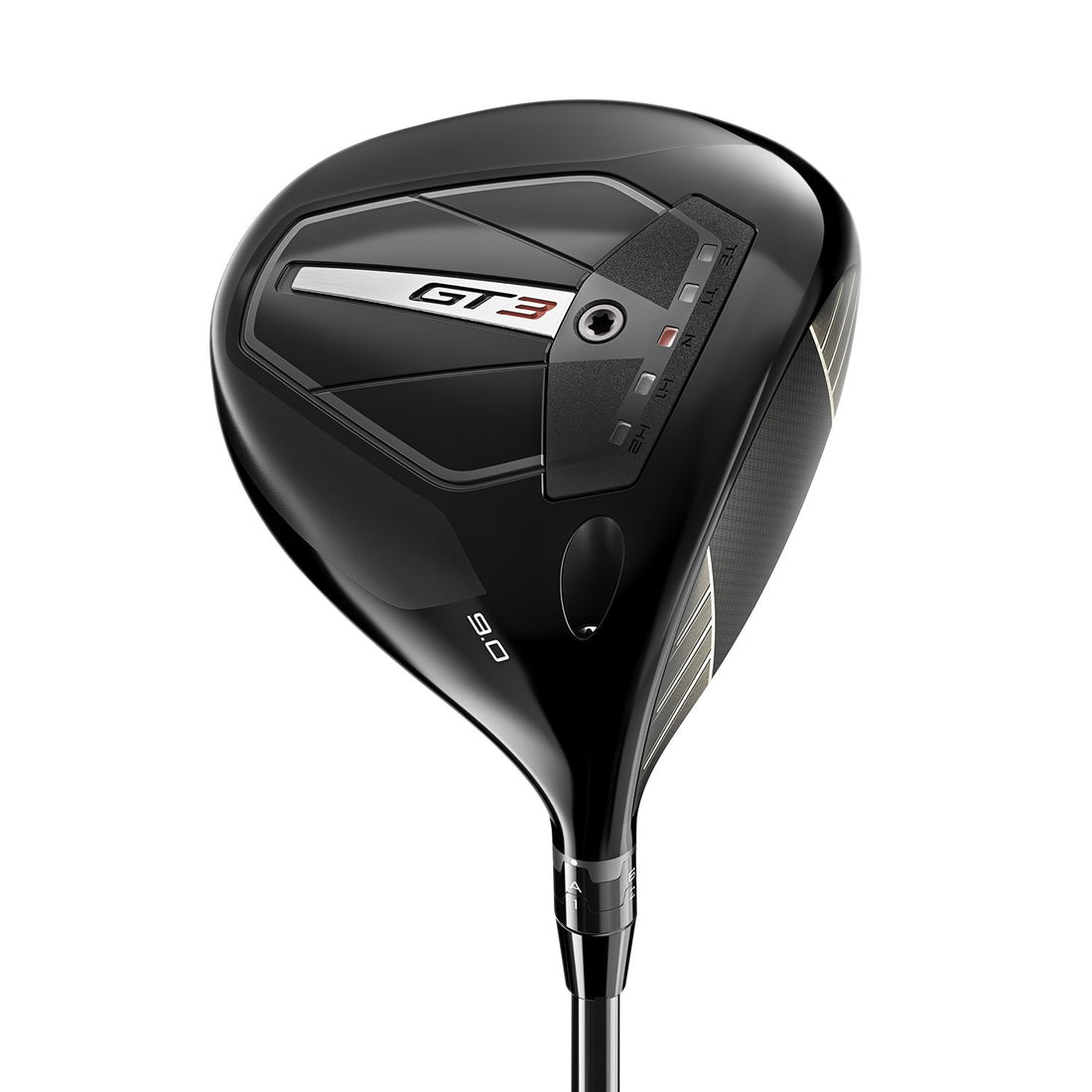 Titleist GT3 driver, klubbhuvudet sett snett framifrån