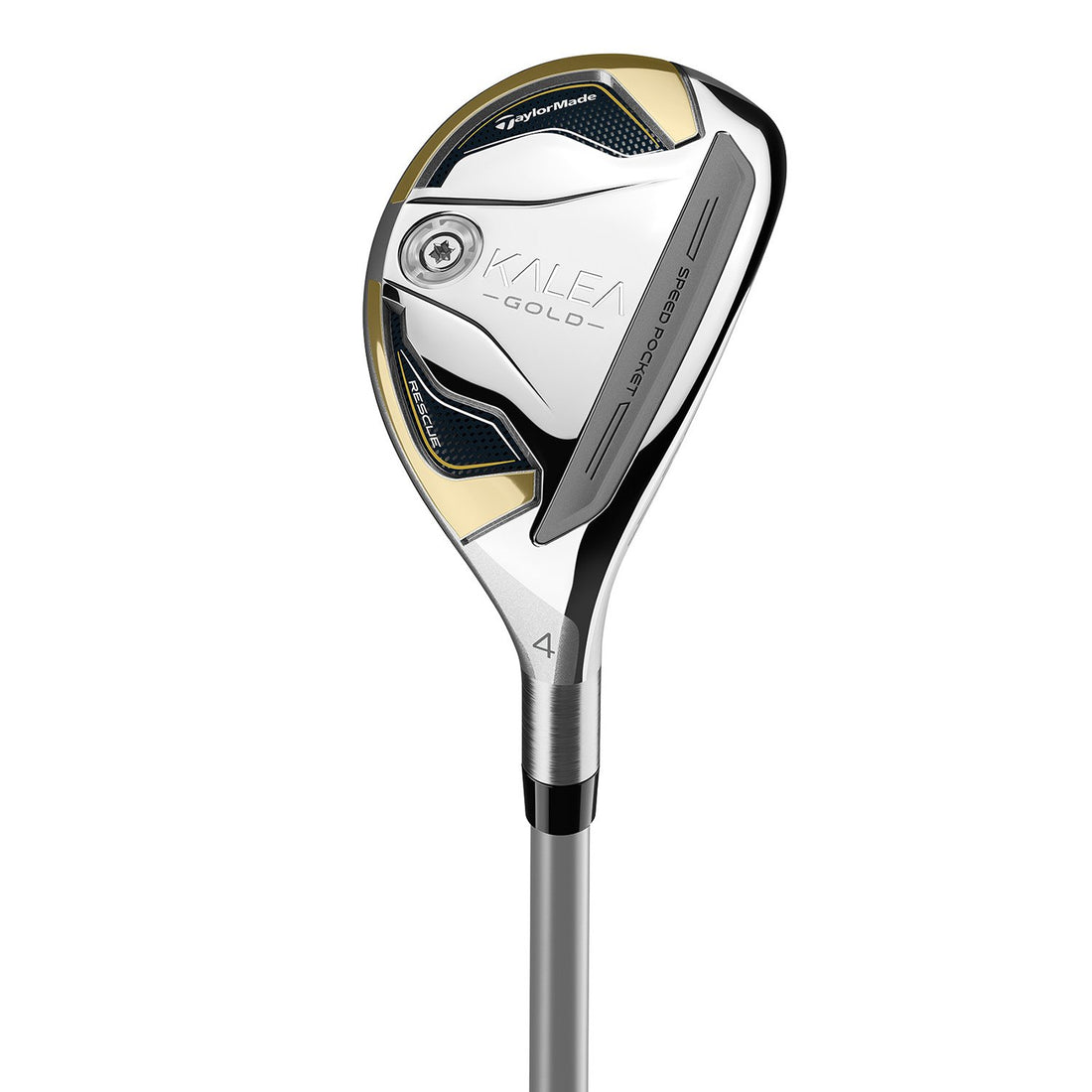TaylorMade Kalea Gold L1 damhybrid, klubbhuvudet sett snett framifrån