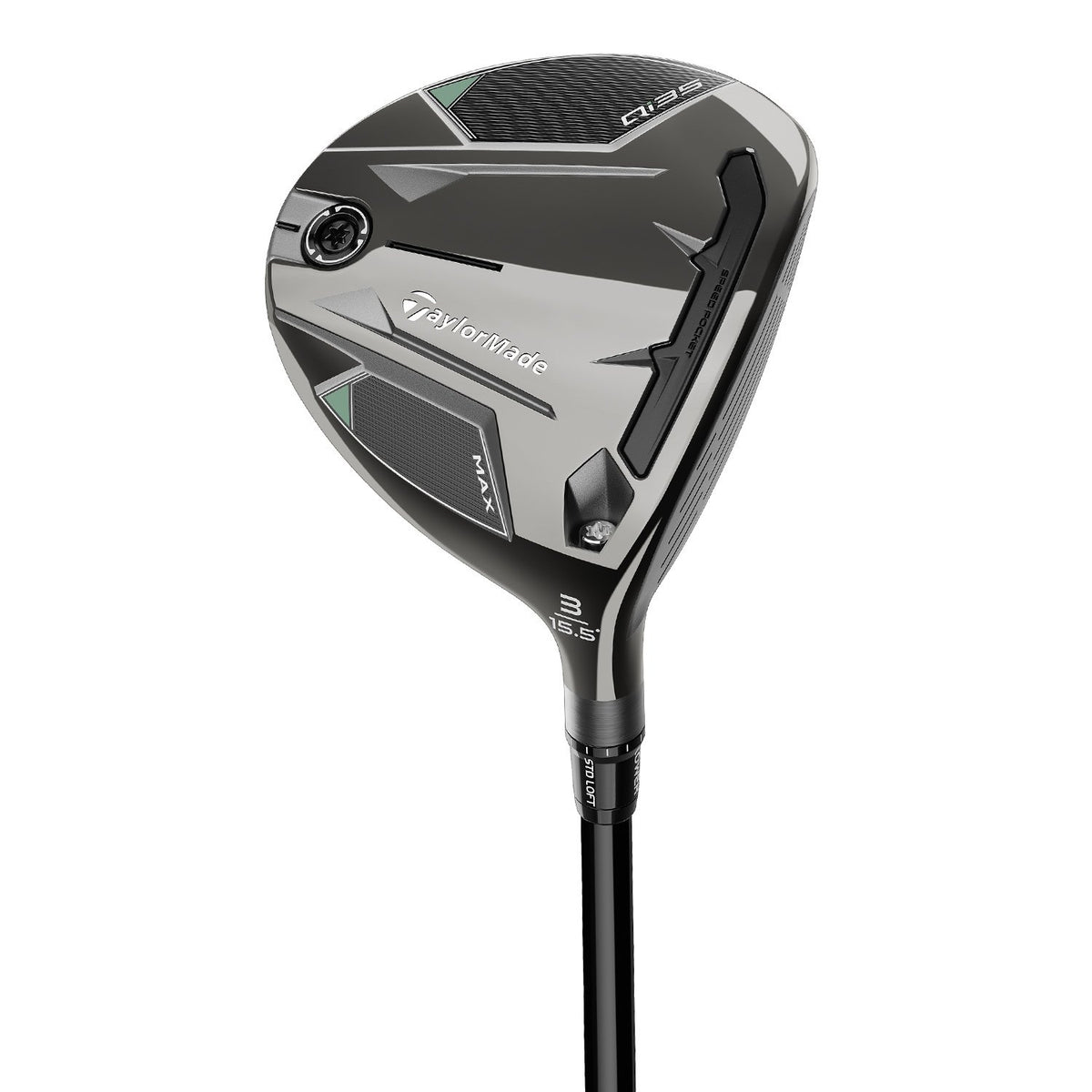 TaylorMade Qi35 Max fairwaywood, klubbhuvudet sett snett framifrån