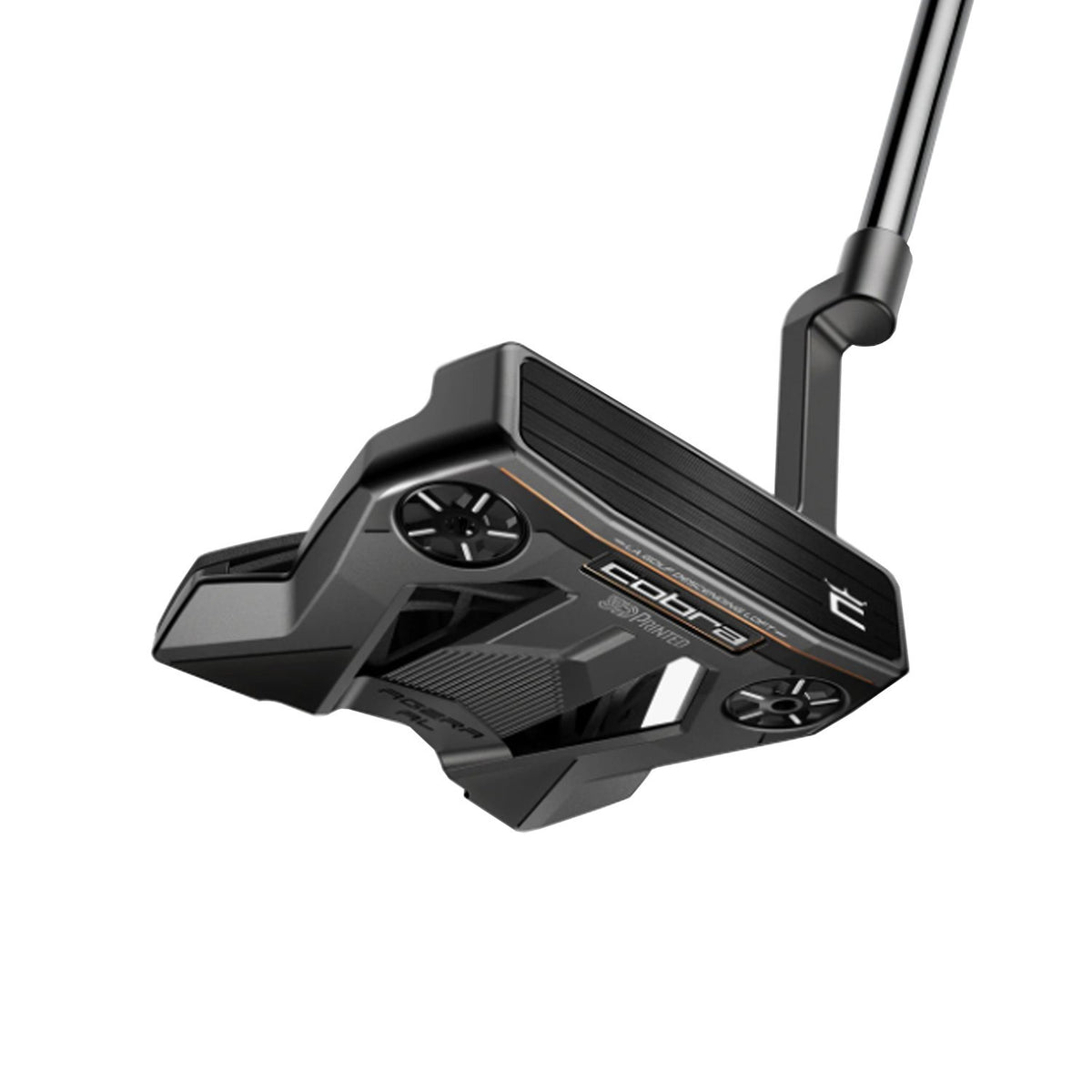 Cobra 3Dp Agera Armlock stor mallet-putter med långt armlock-skaft, sedd ovanifrån med central siktlinje