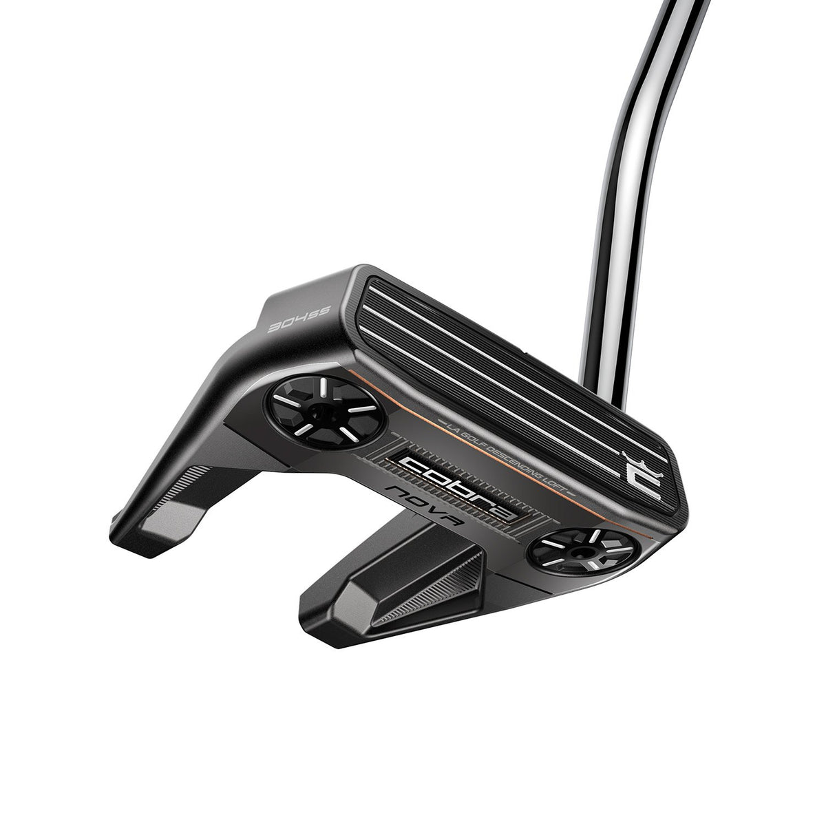 Cobra Vintage Nova Single Bend fang-mallet-putter, sedd ovanifrån med tre siktlinjer