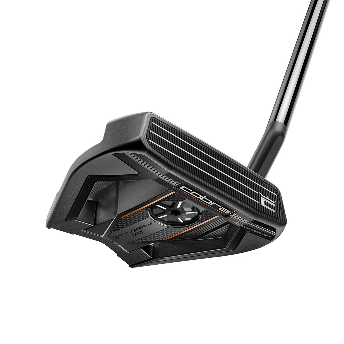 Cobra Vintage Stingray 30 Slant mallet-putter med slant neck, sedd ovanifrån med tre siktlinjer
