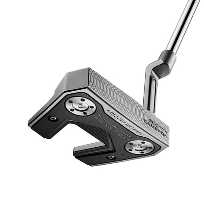 Scotty Cameron Phantom 5.2 mallet-putter, sedd ovanifrån vid adress med frästa siktprickar