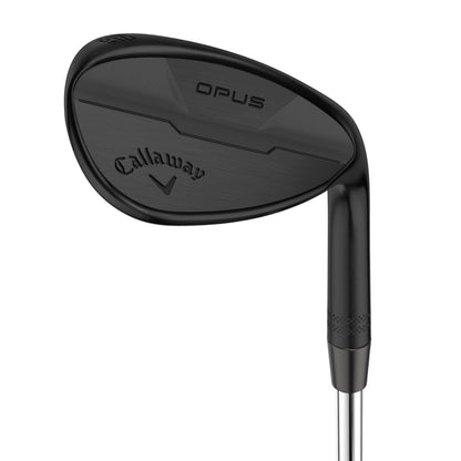 Callaway Opus Svart wedge med stålskaft, klubbhuvud sett snett framifrån