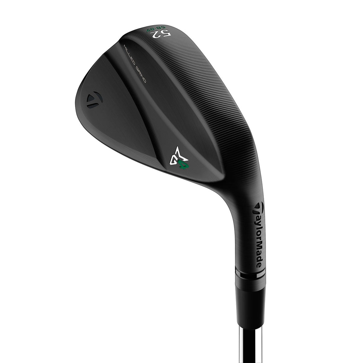TaylorMade MG4 Black wedge, klubbhuvud sett snett framifrån