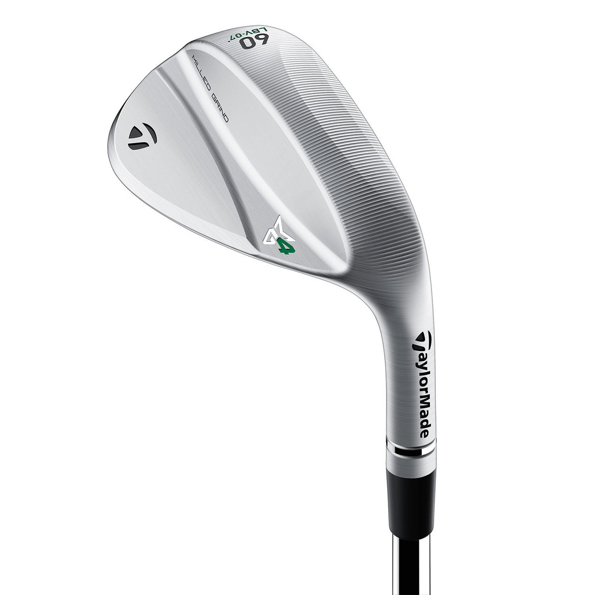 TaylorMade MG4 Chrome wedge, klubbhuvud sett snett framifrån
