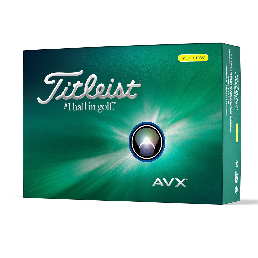 Titleist AVX 2024 gula golfbollar i förpackning om ett dussin
