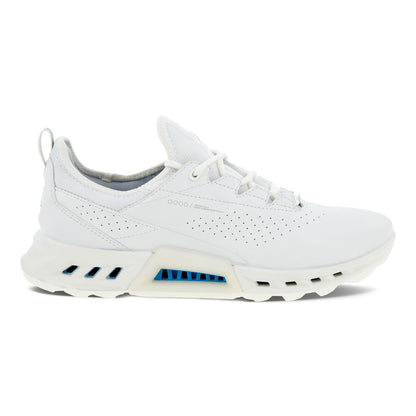 ECCO Golf Biom C4 Dam spikeless golfsko i vitt med snörning, sedd från sidan