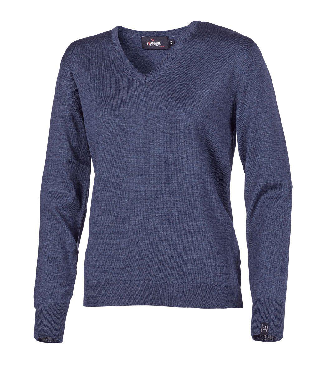 Ivanhoe Merino V-neck dam V-ringad merinotröja, bakifrån