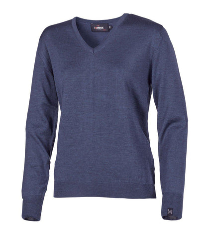 Ivanhoe Merino V-neck dam V-ringad merinotröja, bakifrån