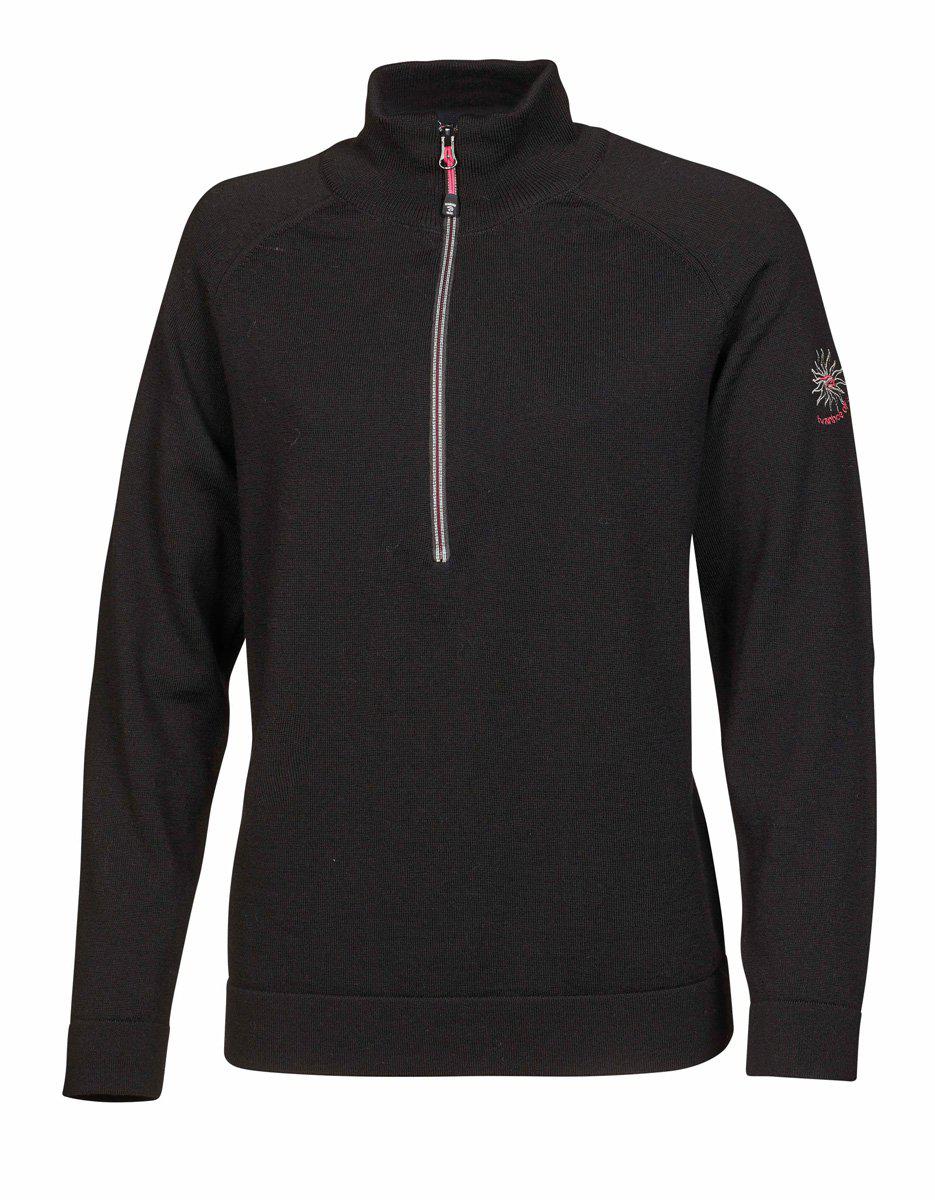Ivanhoe Jana half zip dam i svart, tröja med färgaccent på dragkedjan