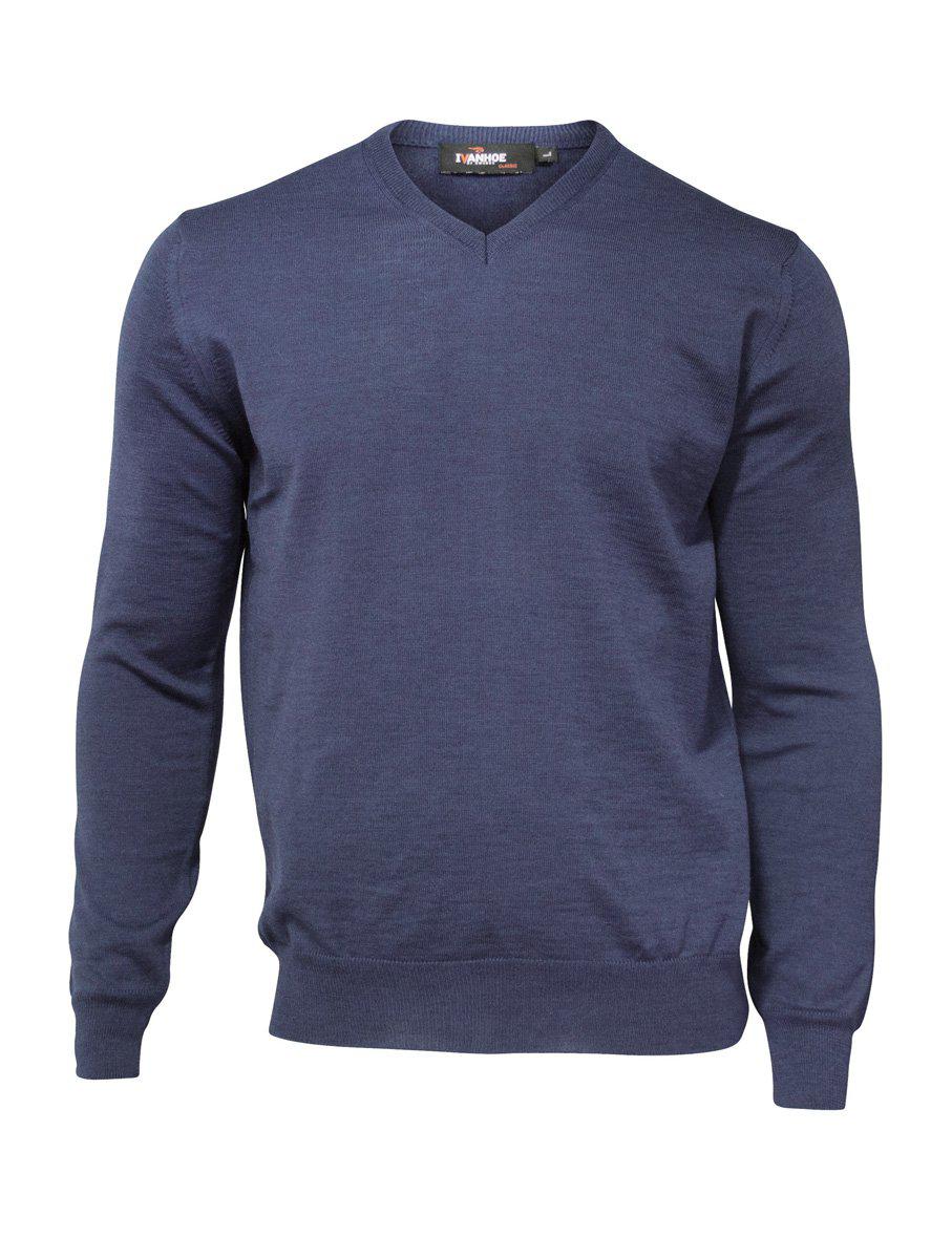 Ivanhoe Merino V-Neck herr V-ringad merinotröja, bakifrån