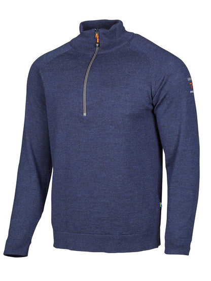 Ivanhoe Jojje half zip herr i steelblue, tröja med färgaccent på dragkedjan