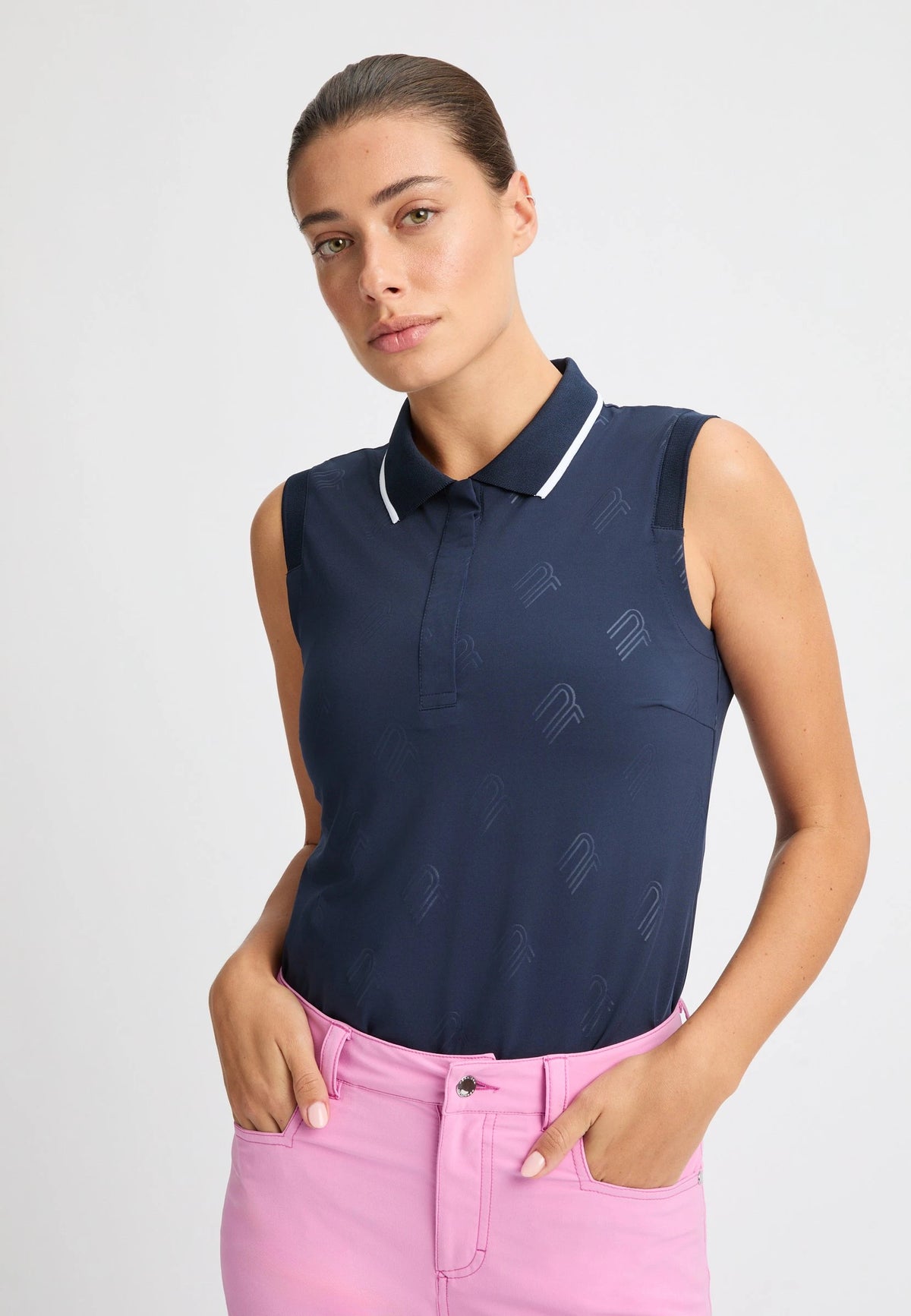 Röhnisch Deni Sleeveless Poloshirt Dam Navy