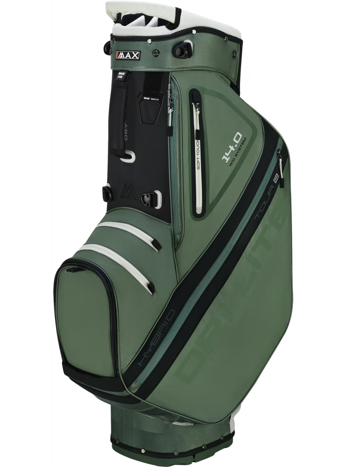 BIG MAX Dri Lite Hybrid Tour 2 golfbag, vy av 14-vägs avdelare uppifrån