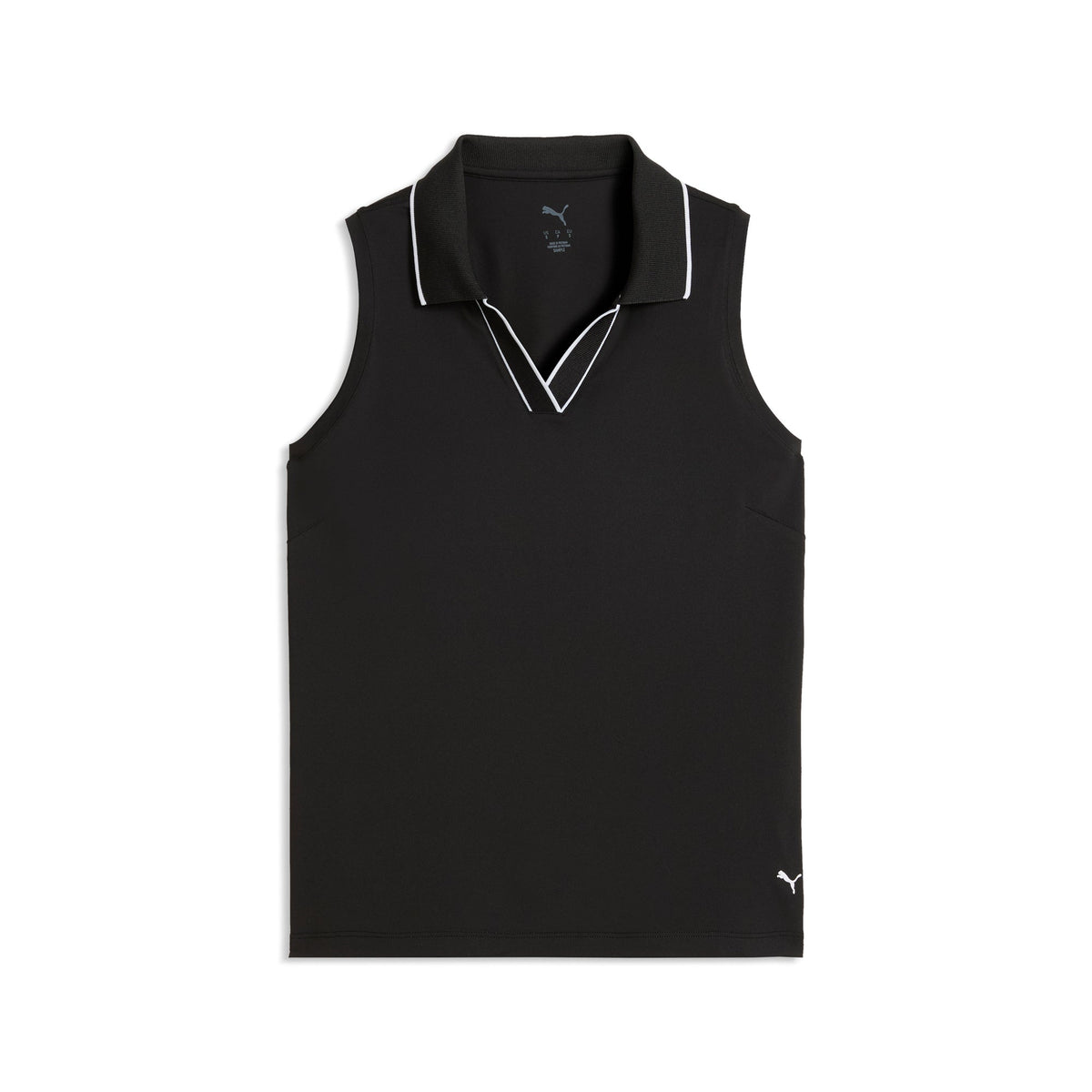 Puma Cloudspun Essential ärmlös golfpolo dam i Puma Black, framifrån
