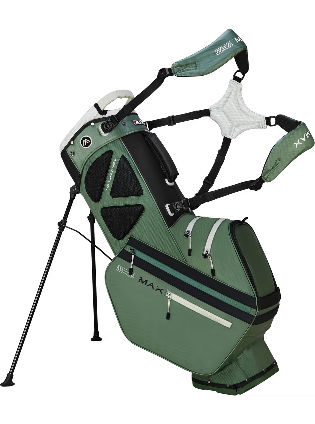 BIG MAX Dri Lite Hybrid Tour 2 golfbag i oliv/svart, sidovy