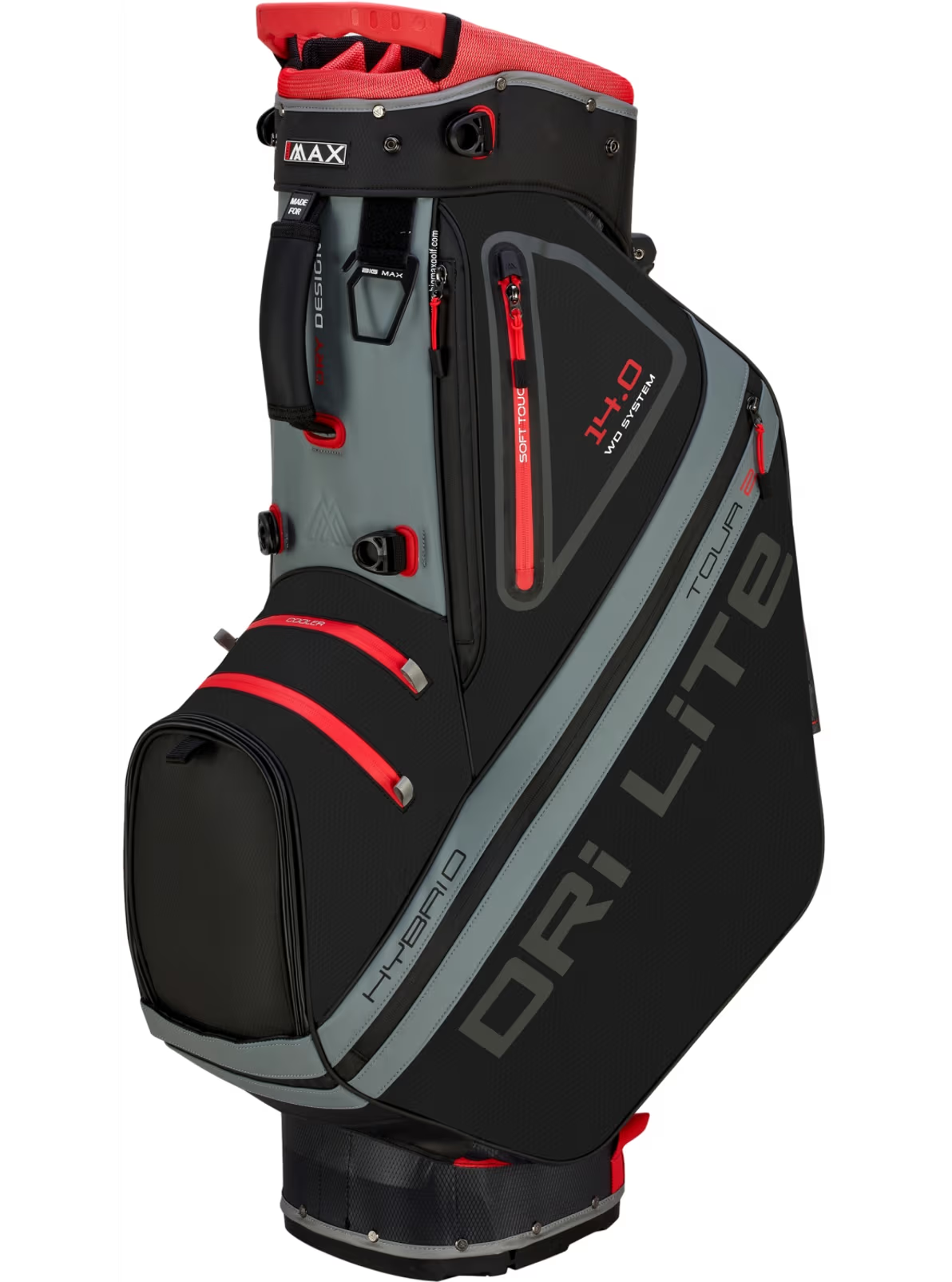 BIG MAX Dri Lite Hybrid Tour 2 golfbag, vy av 14-vägs avdelare uppifrån