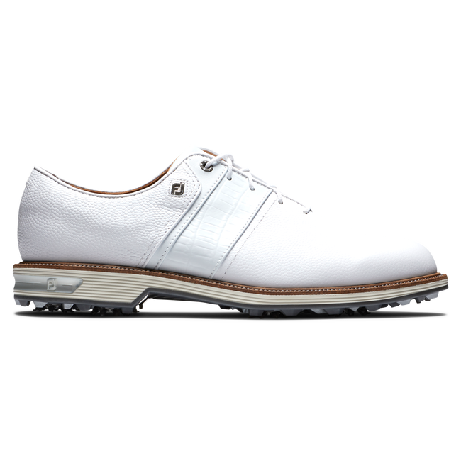 FootJoy Premiere Series Packard golfsko herr i vitt fullnarvsläder, sedd från sidan