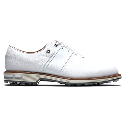 FootJoy Premiere Series Packard golfsko herr i vitt fullnarvsläder, sedd från sidan