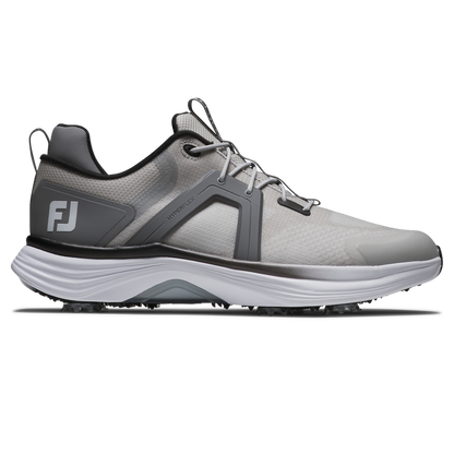 FootJoy Hyperflex golfsko herr i grått och vitt med stickad ControlKNIT-ovandel, sedd från sidan