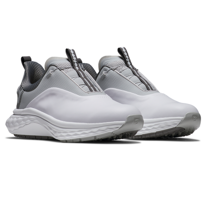FootJoy FJ Quantum BOA golfsko herr, närbild på BOA-vred och läderovandel