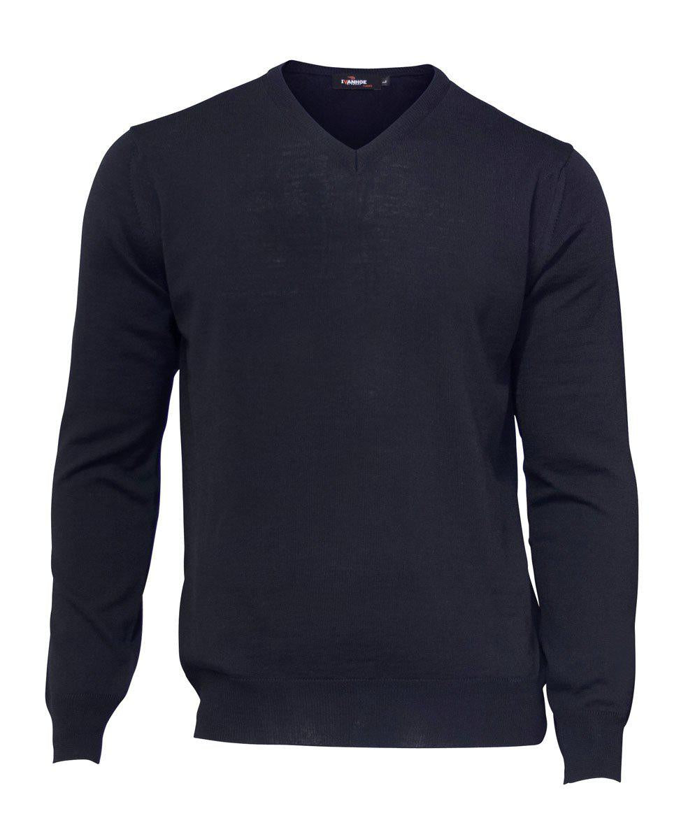 Ivanhoe Merino V-Neck herr i svart, V-ringad tröja i merinoull