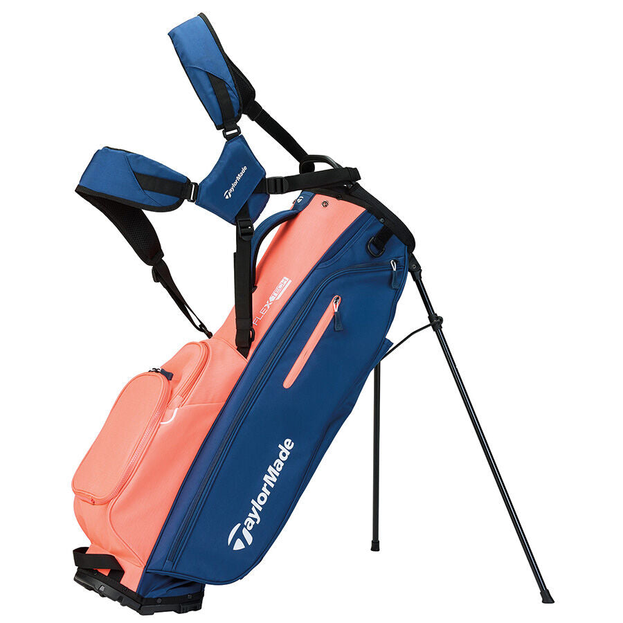 TaylorMade FlexTech bärbag i grått och blått med 4-vägs topp, sedd från sidan