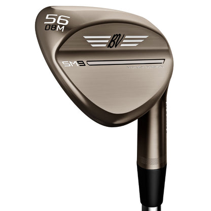 Titleist Vokey SM9 Brushed Steel wedge, träffytan sedd framifrån
