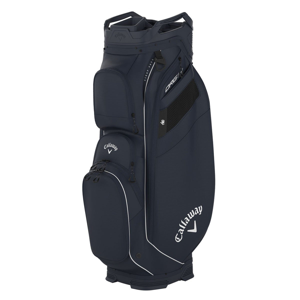Callaway ORG14 vagnbag, vy av batterifack och bas