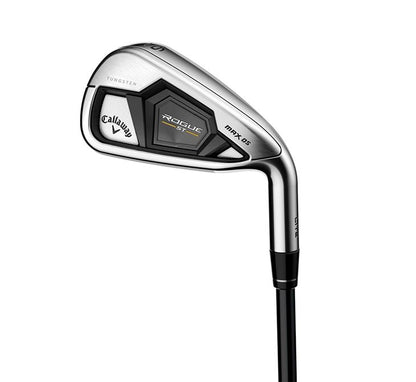 Callaway Rogue ST Max OS Lite dam-järnset i grafit, klubbhuvudena sedda snett framifrån