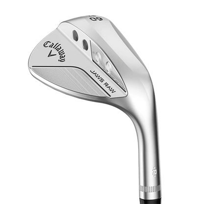 Callaway Jaws Raw Chrome wedge, skårorna på träffytan i närbild
