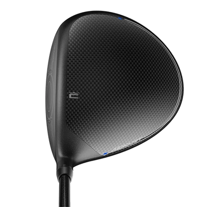 Cobra Aerojet MAX Driver – frontvy med PWRSHELL träffyta och blå justeringsvikter