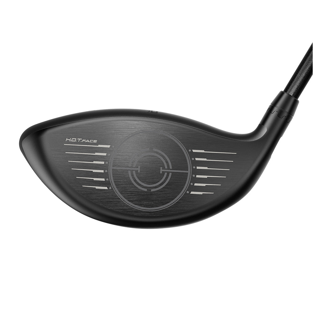Cobra Darkspeed LS driver sedd framifrån med PWRSHELL HOT FACE-träffytan i fokus