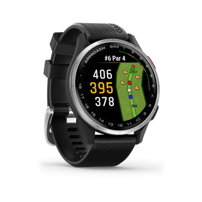 Garmin Approach S44 svart GPS-golfklocka sedd från sidan
